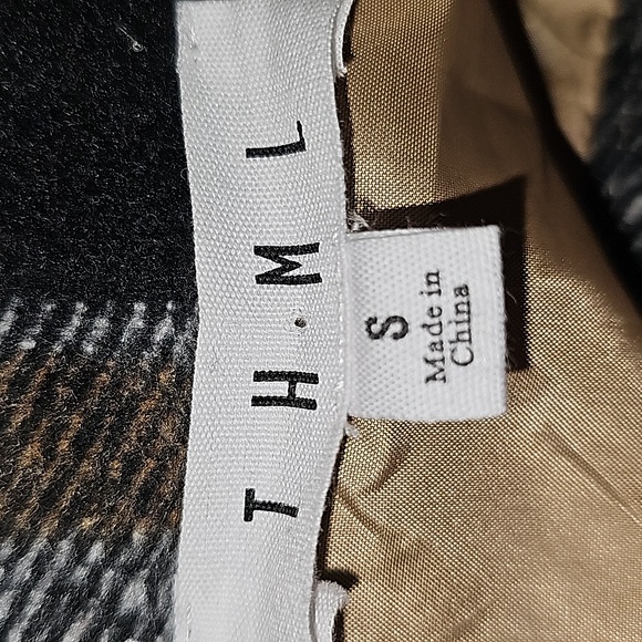 THML Wool Blend Plaid Button Down Shacket Shirt - Picture 4 of 6